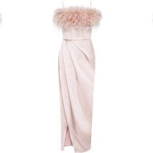 Milla Misty Rose Pink Celina Slip Midi Feathered Dress XL w/ tags